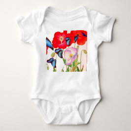 BABY BODYSUIT-BLUME UND SCHALTFLÄCHEN, DIE EINEN N BABY STRAMPLER