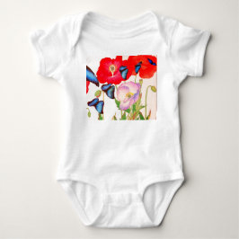 BABY BODYSUIT-BLUME UND SCHALTFLÄCHEN, DIE EINEN N STRAMPLER