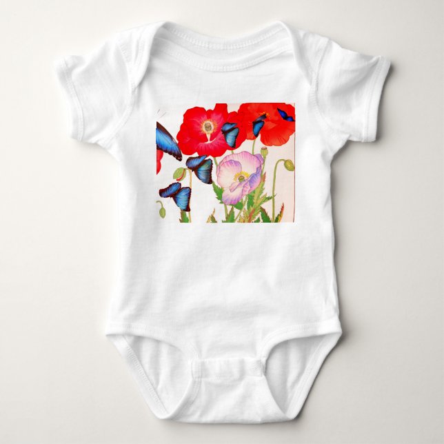 BABY BODYSUIT-BLUME UND SCHALTFLÄCHEN, DIE EINEN N STRAMPLER (Vorderseite)