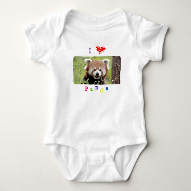 Baby Bodysuit Foto rot Panda , Tiere 0053. Strampler (Vorderseite)