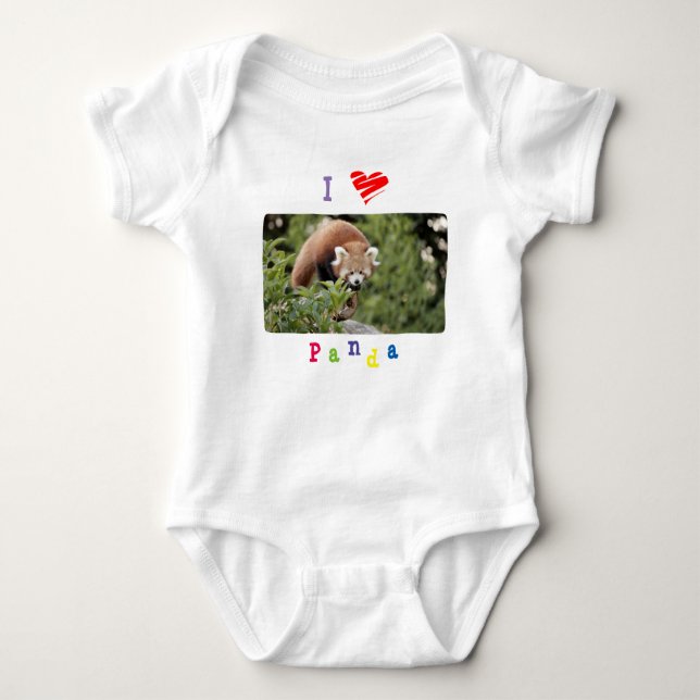 Baby Bodysuit Foto rot Panda , Tiere 0056. Baby Strampler (Vorderseite)