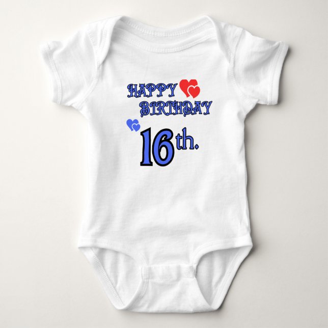 Baby Bodysuit Geburtstag 16 Baby Strampler (Vorderseite)
