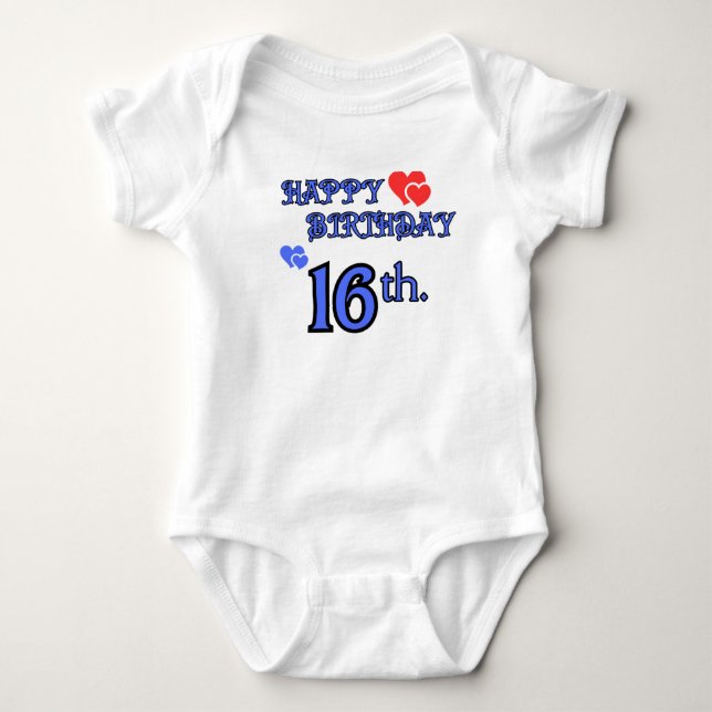 Baby Bodysuit Geburtstag 16 Strampler (Vorderseite)
