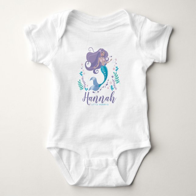 Baby Bodysuit Girl Hübsch Kleine Meerjungfrau Name Baby Strampler (Vorderseite)
