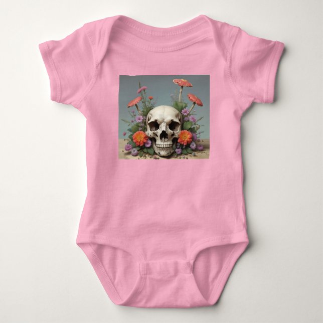 Baby Bodysuit - Girl - Rebirth Skull & Mushrooms Strampler (Vorderseite)