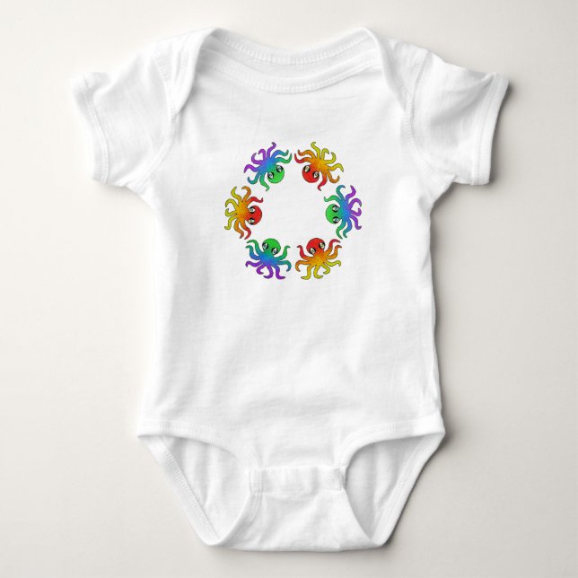 Baby Bodysuit - Gradient Octopus (weiß) Strampler (Vorderseite)