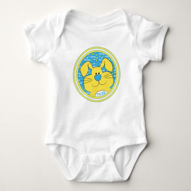 Baby Bodysuit Honey Bunny Blue Yellow Baby Strampler (Vorderseite)