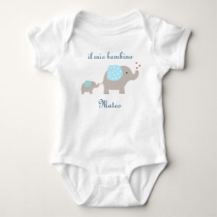 Baby-Bodysuit "il mio bambino" mit Elefanten Baby Strampler