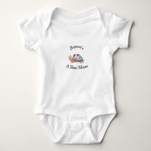 Baby Bodysuit in White mit Turtle for Boy Baby Strampler (Vorderseite)