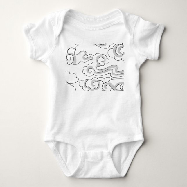 BABY BODYSUIT JAPANESE CLOUD PATTERN INDIVIDUELLE  STRAMPLER (Vorderseite)