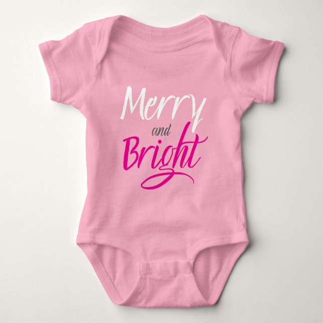 Baby Bodysuit : Merry and Bright (pink) Baby Strampler (Vorderseite)