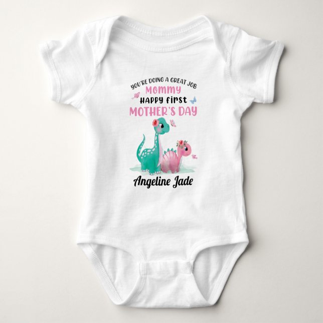 Baby Bodysuit mit Dinosauriern 1. Muttertag Strampler (Vorderseite)