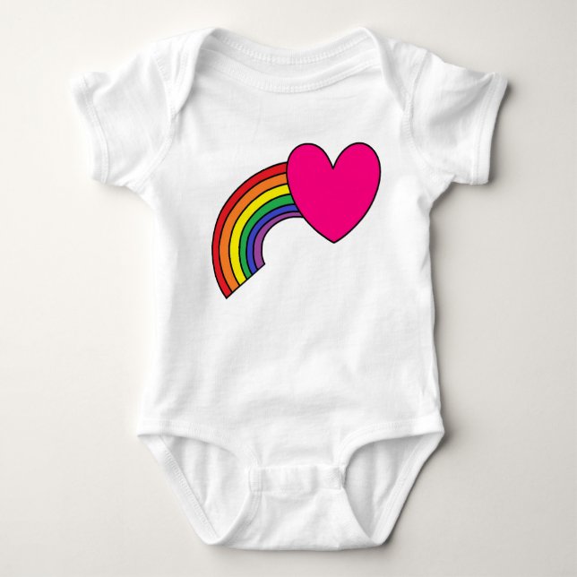 Baby Bodysuit mit Regenbogen und Hot-Pink-Herz  Baby Strampler (Vorderseite)
