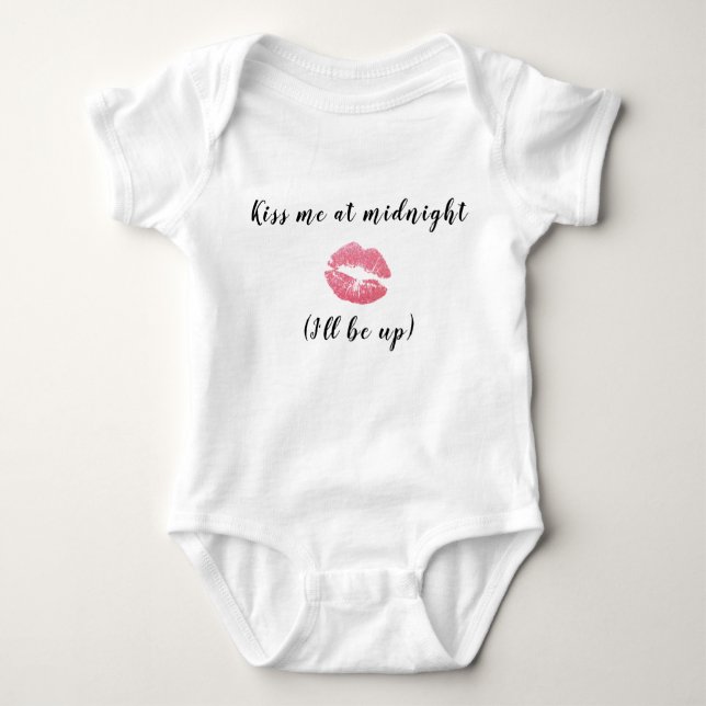 Baby Bodysuit - New Years - Kiss Me at Midnight Baby Strampler (Vorderseite)