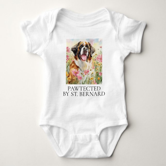 Baby Bodysuit – Pawtected by Saint Bernard Baby Strampler (Vorderseite)