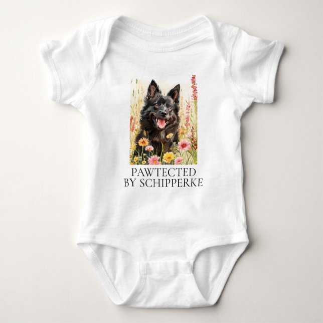 Baby Bodysuit – Pawtected by Schipperke  Baby Strampler (Vorderseite)