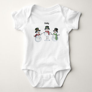 Baby Bodysuit   Personalisiert Snowman Trio Strampler