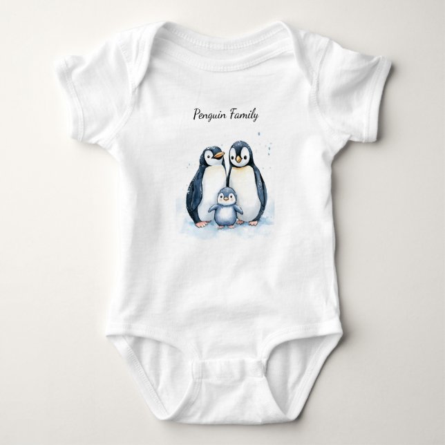 Baby Bodysuit | Personalisierter Pinguin Baby Strampler (Vorderseite)