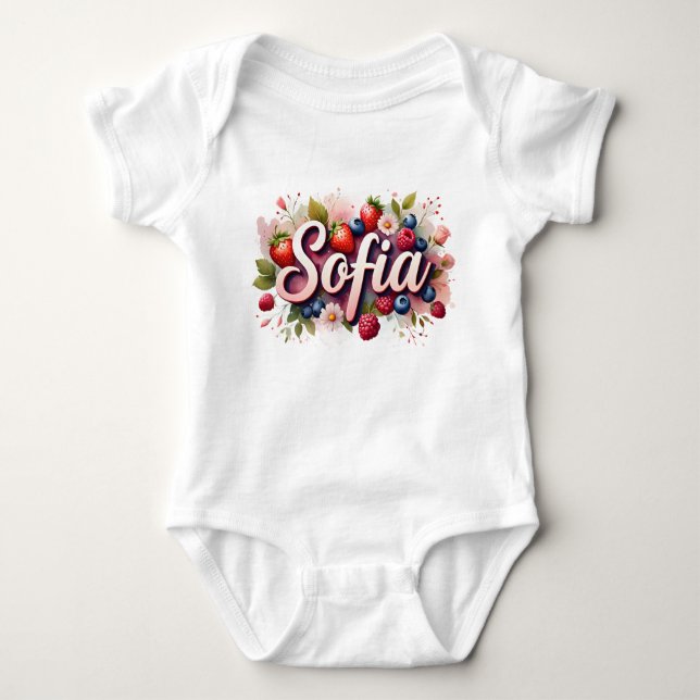 Baby Bodysuit "Sofia" Berry Floral Design Baby Strampler (Vorderseite)