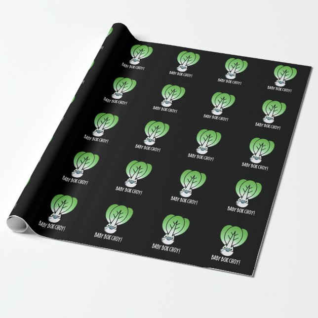 Baby Bok Choy Funny Veggie Pun Dark BG Geschenkpapier (Ungerollt)