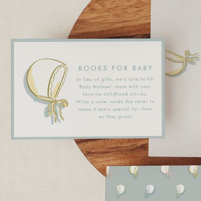 Baby Bonnet Baby Books Begleitkarte (Baby bonnet illustration baby shower Books for Baby enclosure cards)