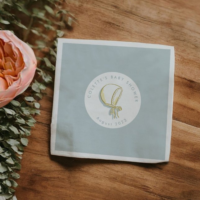 Baby Bonnet Baby Dusche Blue Serviette (Baby Bonnet Illustration Baby Shower Blue Napkins)