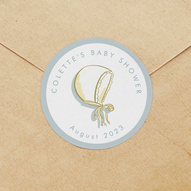 Baby Bonnet Baby Dusche Runder Aufkleber (Baby Bonnet Illustrated Baby Shower Classic Round Sticker)