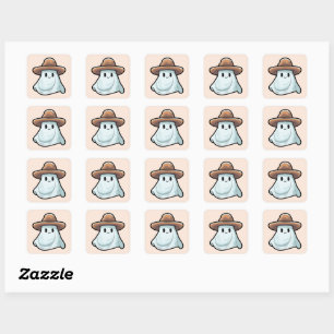 Baby Boo Cowboy Ghost Halloween Collection Quadratischer Aufkleber