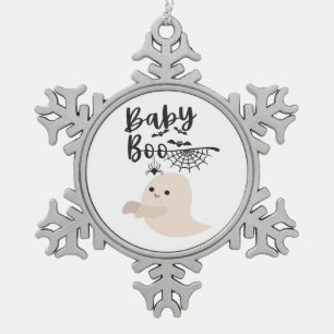 Baby Boo Niedliches Halloween Print Vintag Style Schneeflocken Zinn-Ornament