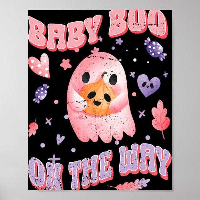 Baby Boo On The Way Halloween Pregnancy Announceme Poster (Vorne)