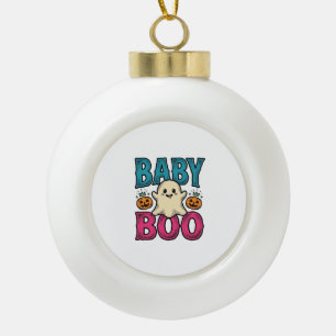 Baby Boo Vintage Halloween Geist Shirt Design_1 Keramik Kugel-Ornament
