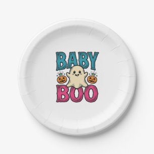 Baby Boo Vintage Halloween-Geister-Shirt-Design_1 Pappteller