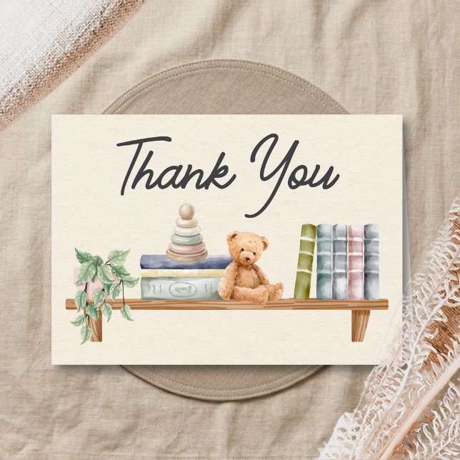 Baby Books and Brunch Neutral Baby Shower Dankeskarte (Books and Brunch Baby Shower Thank You Card)