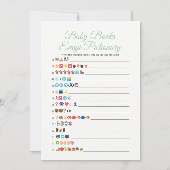 Baby Books Emoji Pictionary Game Minze (Vorderseite)