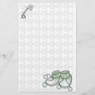 Baby Bootie Green Stationery Briefpapier