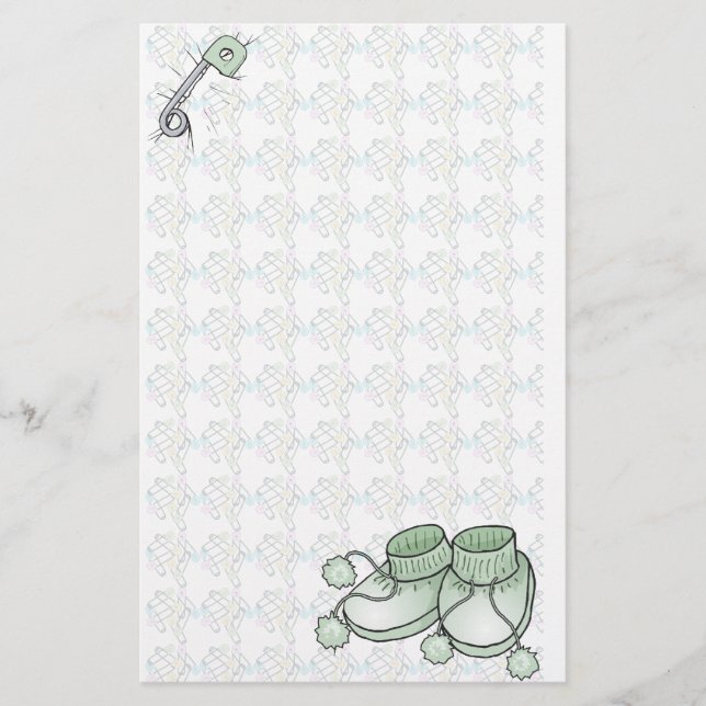 Baby Bootie Green Stationery Briefpapier (Vorderseite)