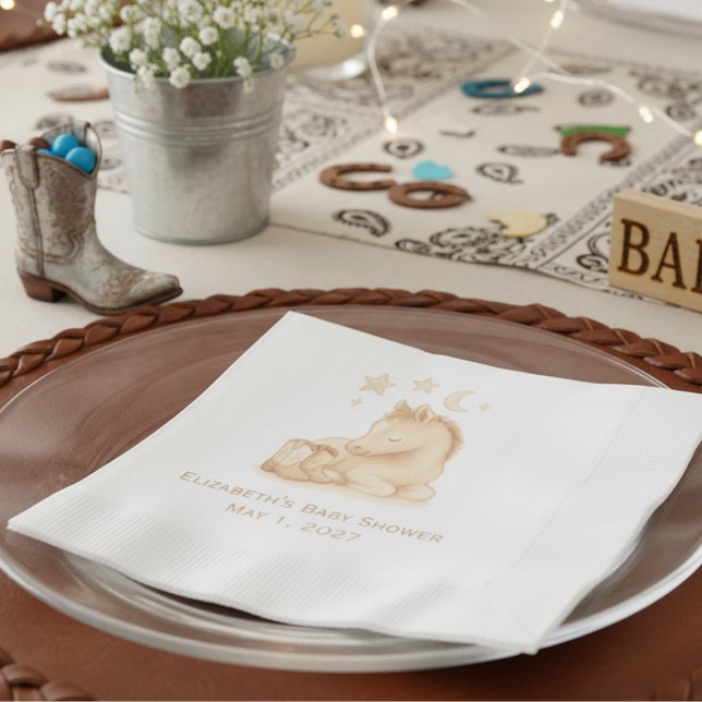 Baby Boots and Foal Western Baby Shower Serviette (Personalized baby shower napkins)
