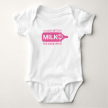Baby Bottle House White Bodysuit Funny Shirt Pink