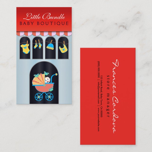 Baby Boutique Storefront Babyshop Business Card Visitenkarte (Vorne/Hinten)