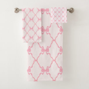 Baby Bow Trellis Pink Bella Ribbon Badhandtuch Set