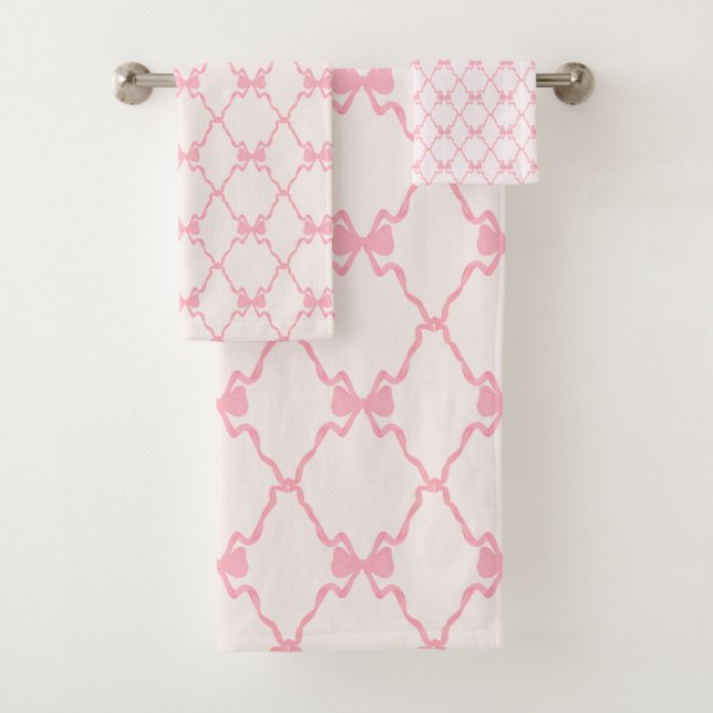 Baby Bow Trellis Pink Bella Ribbon Badhandtuch Set (Insitu)