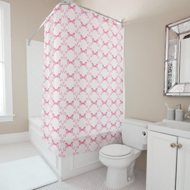 Baby Bow Trellis Pink Bella Ribbon Duschvorhang (Beispiel)