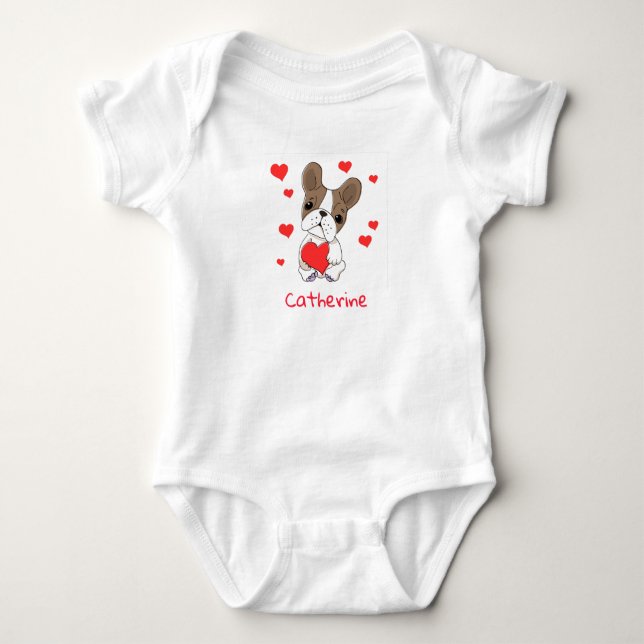 Baby Boxer mit rotem Herzen Baby Strampler (Vorderseite)