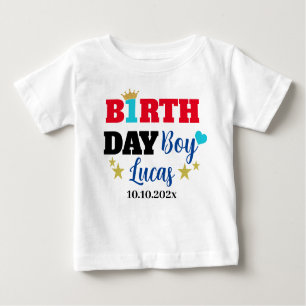 Baby Boy 1. Geburtstag Gold Crown Custom White Baby T-shirt