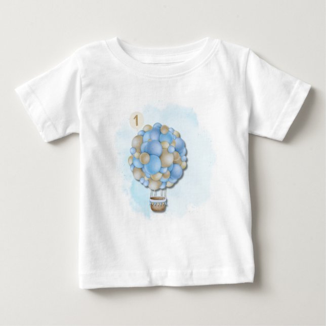 Baby Boy 1. Geburtstag Heißluftballon T-Shirt (Vorderseite)