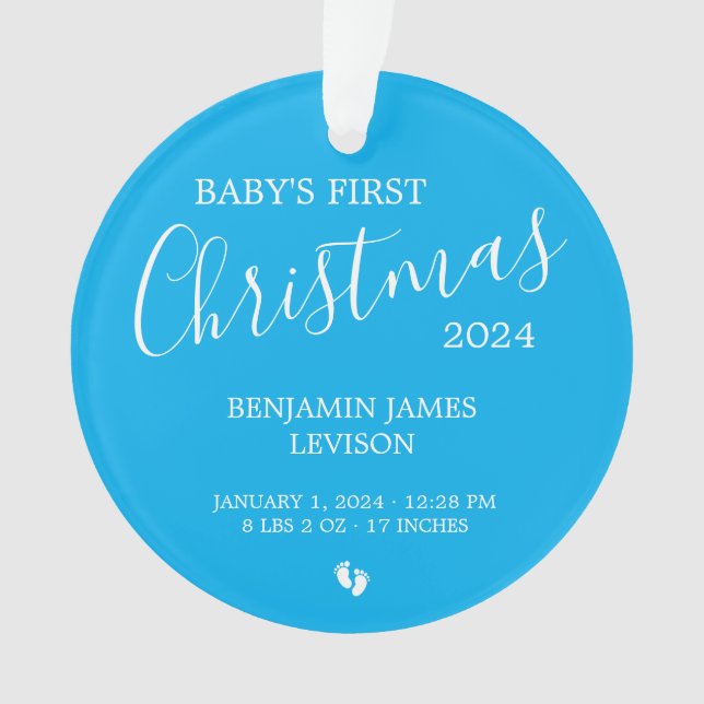 Baby Boy 1. Weihnachtsakkrobie mit Foto Ornament (Vorderseite)