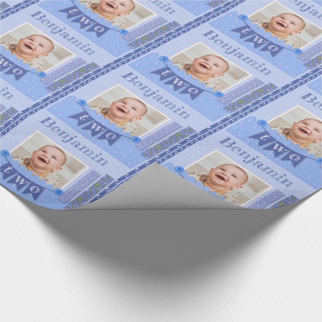 Baby Boy 2. Geburtstag Blue Scrapbooking Geschenkpapier (Ecke)