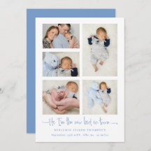 Baby Boy 5 Foto Collage Blue New Kid Script Birth