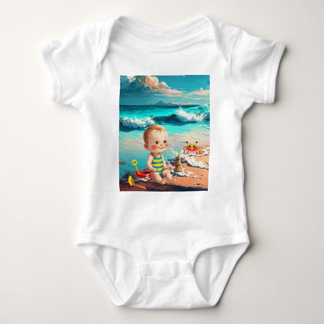 Baby Boy am Strand Baby Strampler (Vorderseite)