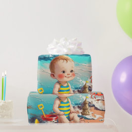 Baby Boy am Strand Geschenkpapier